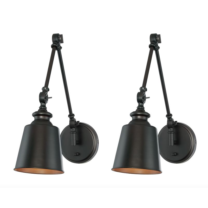 1-Light Adjustable Wall Sconce in Oil Rubbed Bronze (Set of 2) Oil Rubbed Bronze