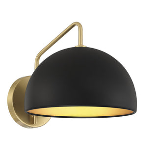 1-Light Wall Sconce in Matte Black with Natural Brass Matte Black with Natural Brass