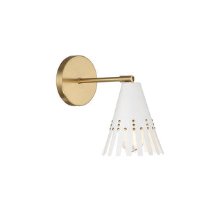 1-Light Adjustable Wall Sconce in White with Natural Brass White and Natural Brass