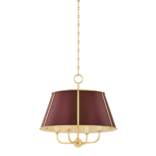 Cambridge Chandelier with AGED BRASS/SOFT CRIMSON Finish