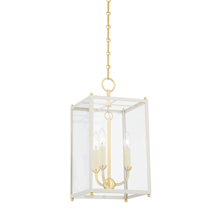 CHASELTON Lantern with Aged Brass/off White Finish