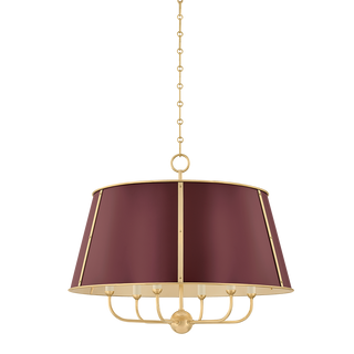Cambridge Chandelier with AGED BRASS/SOFT CRIMSON Finish