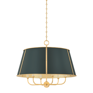 Cambridge Chandelier with AGED BRASS/SOFT STUDIO GREEN Finish