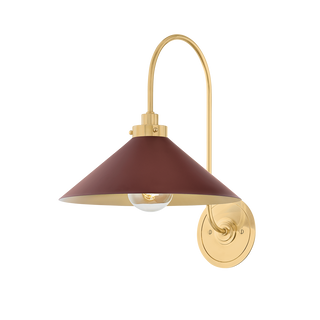 Clivedon Wall Sconce with AGED BRASS/SOFT CRIMSON Finish