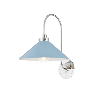 CLIVEDON Wall Sconce with Polished Nickel/blue Bird Finish