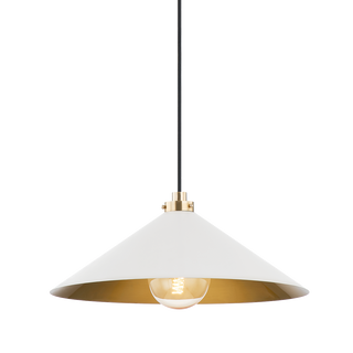 CLIVEDON Pendant with Aged Brass/off White Finish