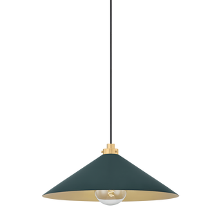 Clivedon Pendant with AGED BRASS/SOFT STUDIO GREEN Finish