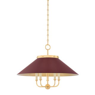 Clivedon Chandelier with AGED BRASS/SOFT CRIMSON Finish
