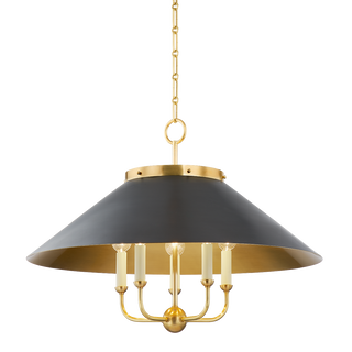 CLIVEDON Chandelier with AGED BRASS/DISTRESSED BRONZE Finish