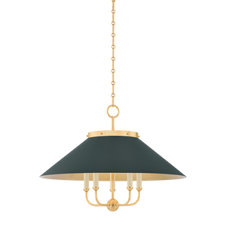 Clivedon Chandelier with AGED BRASS/SOFT STUDIO GREEN Finish
