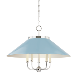 CLIVEDON Chandelier with Polished Nickel/blue Bird Finish