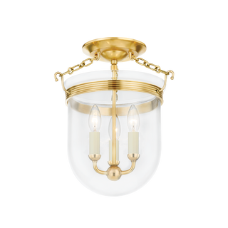 ROUSHAM Semi Flush with Aged Brass Finish
