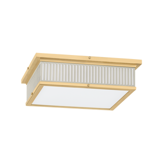 Ashdown Flush Mount with AGED BRASS/OFF-WHITE Finish