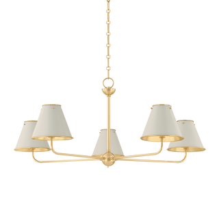 Burghley Chandelier with AGED BRASS/OFF-WHITE Finish