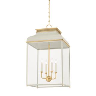 Houghton Lantern with AGED BRASS/OFF-WHITE Finish