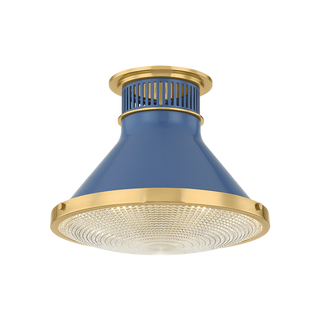 Highclere Flush Mount with AGED BRASS/SOFT FRENCH BLUE Finish