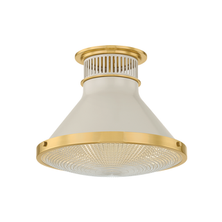 Highclere Flush Mount with AGED BRASS/OFF-WHITE Finish