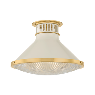 Highclere Flush Mount with AGED BRASS/OFF-WHITE Finish