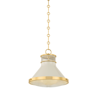 Highclere Pendant with AGED BRASS/OFF-WHITE Finish