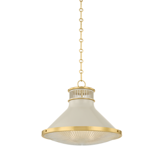 Highclere Pendant with AGED BRASS/OFF-WHITE Finish