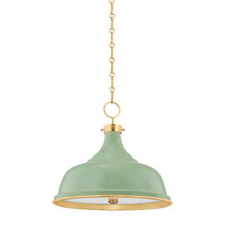 Painted No. 1 Pendant with Aged Brass/leaf Green Combo Finish