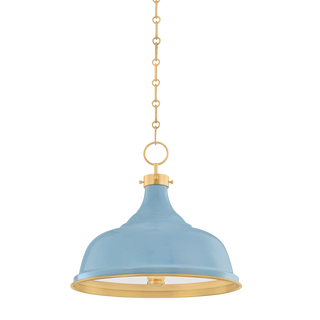 Painted No. 1 Pendant with Aged Brass/blue Bird Finish