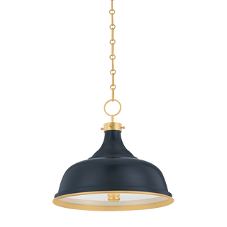 Painted No. 1 Pendant with Aged Brass/darkest Blue Finish