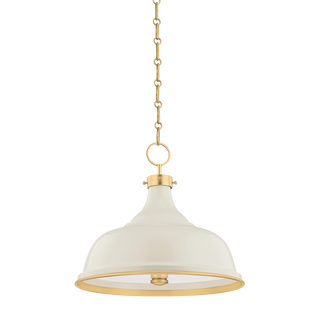 Painted No. 1 Pendant with Aged Brass/off White Finish