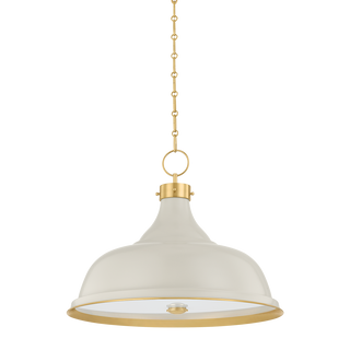 Painted No. 1 Pendant with AGED BRASS/OFF-WHITE Finish