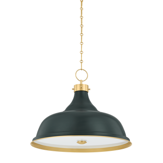 Painted No. 1 Pendant with AGED BRASS/SOFT STUDIO GREEN Finish
