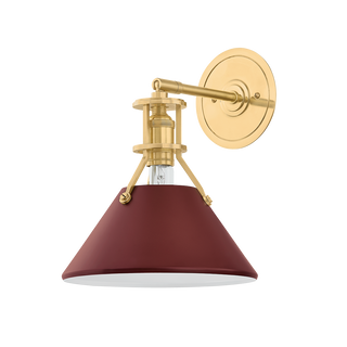 Painted No. 2 Wall Sconce with AGED BRASS/SOFT CRIMSON Finish
