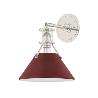 Painted No. 2 Wall Sconce with POLISHED NICKEL/SOFT CRIMSON Finish