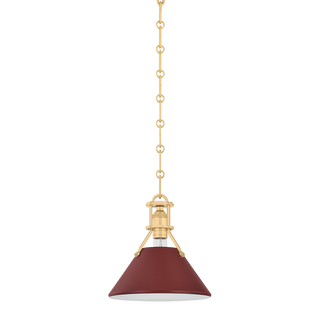 Painted No.2 Pendant with AGED BRASS/SOFT CRIMSON Finish