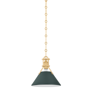 Painted No.2 Pendant with AGED BRASS/SOFT STUDIO GREEN Finish