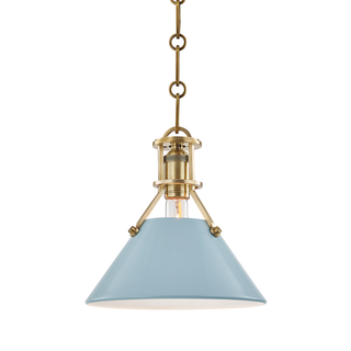 Painted No.2 Pendant with Aged Brass/blue Bird Finish
