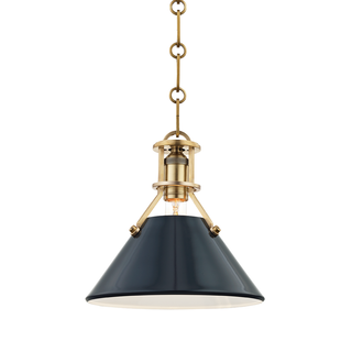 Painted No.2 Pendant with Aged Brass/darkest Blue Finish