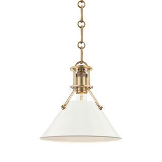 Painted No.2 Pendant with Aged Brass/off White Finish