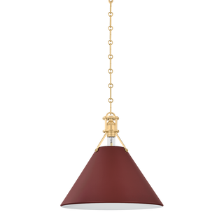 Painted No. 2 Pendant with AGED BRASS/SOFT CRIMSON Finish