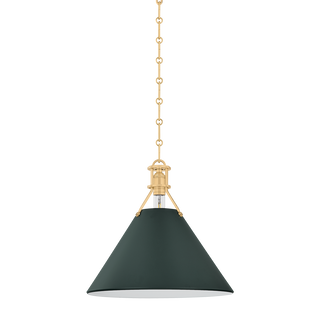 Painted No. 2 Pendant with AGED BRASS/SOFT STUDIO GREEN Finish