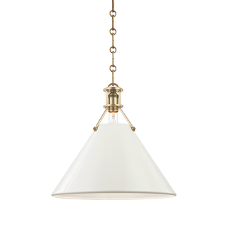 Painted No.2 Pendant with Aged Brass/off White Finish