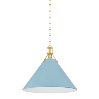 Painted No. 2 Pendant with AGED BRASS/BLUE BIRD Finish