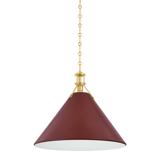 Painted No. 2 Pendant with AGED BRASS/SOFT CRIMSON Finish
