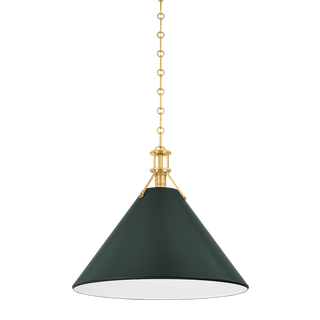 Painted No. 2 Pendant with AGED BRASS/SOFT STUDIO GREEN Finish