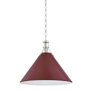 Painted No. 2 Pendant with POLISHED NICKEL/SOFT CRIMSON Finish