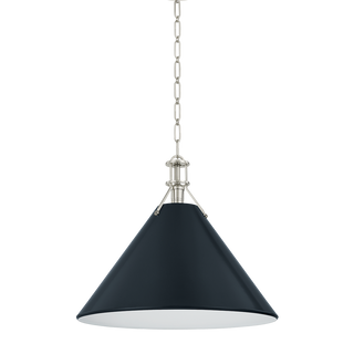 Painted No. 2 Pendant with POLISHED NICKEL/DARKEST BLUE Finish