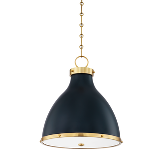 Painted No. 3 Pendant with Aged Brass/darkest Blue Finish