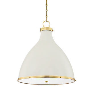 Painted No. 3 Pendant with Aged Brass/off White Finish