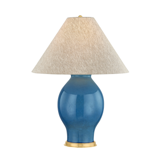 Westhorpe Table Lamp with AGED BRASS/CERAMIC FRENCH BLUE Finish