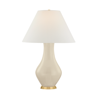 Hanslope Table Lamp with AGED BRASS/CERAMIC FRENCH MUSLIN Finish
