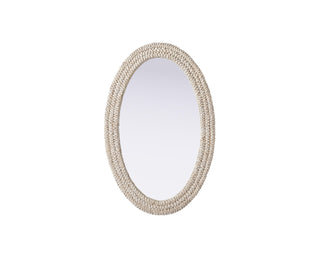 Oval Cornhusk Mirror 27x42 in Linen White